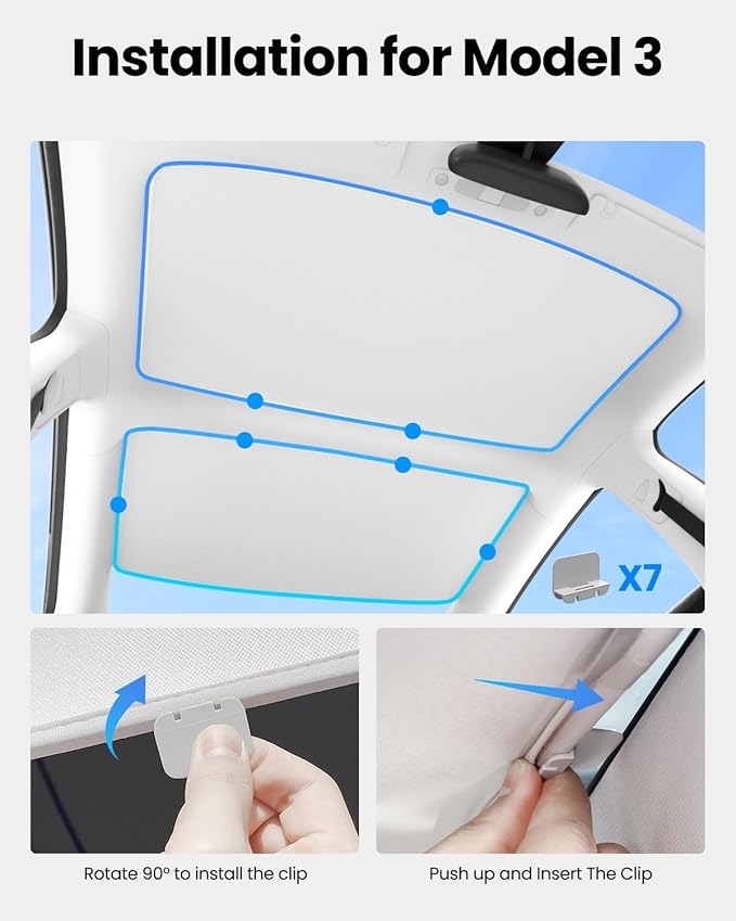 REEVAA Tesla Model Y/3 Roof Sunshade Clips Accessories