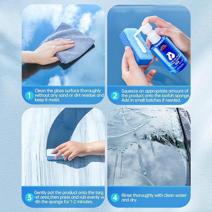 Glodway Glass Cleaner For Car Windshield,Oil film Remover, Streak-Free Shine on Automotive Windows, and Mirrors, Ammonia Free, for Auto and Home,4.58 OZ,3 Pack