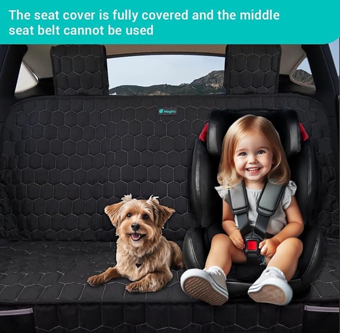 Meginc Dog Seat Covers for Tesla Model Y Back Seat Cover for Kids, Heavy Duty Bench Seat Cover with Headrest for Model Y, Non Slip Waterproof Durable Custom Fit Back Seat Covers for 2020-2025 Model y