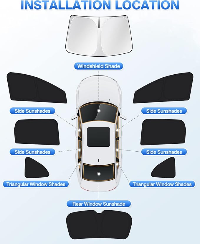 Canvcle Window Shades for Honda CRV 2017-2022 CR-V Accessories Windshield Sun Shade Side Rear Window Cover Sunshade Sun Visor Shield Privacy Protection for Camping Keep Vehicle Cool Black 8PCS