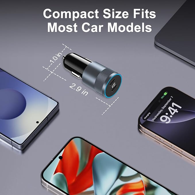 5 Pack USB C Car Charger Adapter, Aymla 60W Dual PD 3.0 Auto Cigarette Lighter Car Plug 2 Ports Type-C Fast Charging for iPhone 17/16 Pro Max/15 Plus, Samsung Galaxy S26/S25, Google Pixel 10, iPad