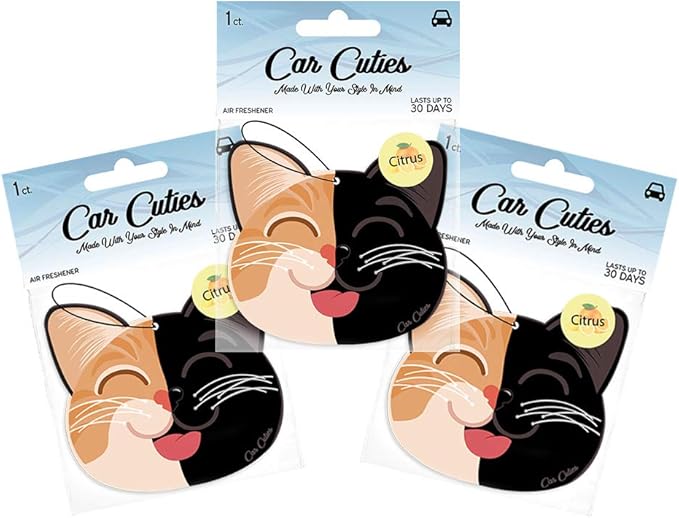 Cute CAT CAR AIR FRESHENER - Cute Cat Design, Long-Lasting Scent, Portion of Proceeds Benefit Paws Chicago (Citrus - Pack of 3)