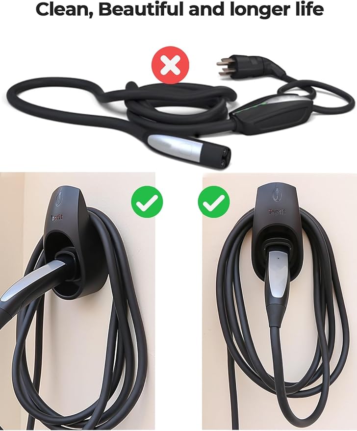 BMZX EV Charger Holder for Tesla, Wall Mount Kit for Tesla Charger Holder, Charging Cable Organizer with Charger Slot Fit for Model 3/Y/S/X