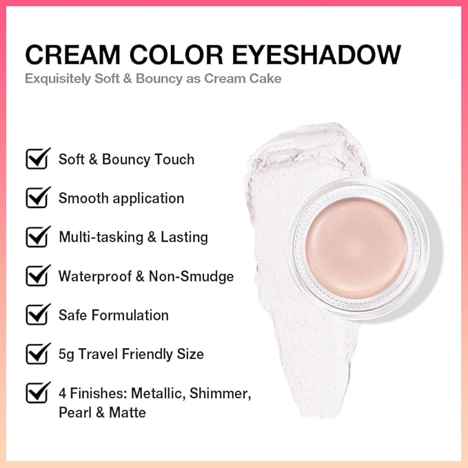 Cream Glitter Purity Shimmer Metallic Eyeshadow Palette Makeup, Natural Single Mini Instant Holographic Eyeshadow For Older Women, Sombras Crema Para Ojos, Talc, Paraben & Cruelty Free, P06
