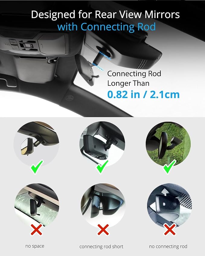 Quyee Magnetic Phone Holder for Your Car, for Magsafe Rear View Mirror Phone Holder - Aluminum Alloy Mount Multi-Angle Adjustment Rotatable and Retractable Compatible with All iPhone and Android