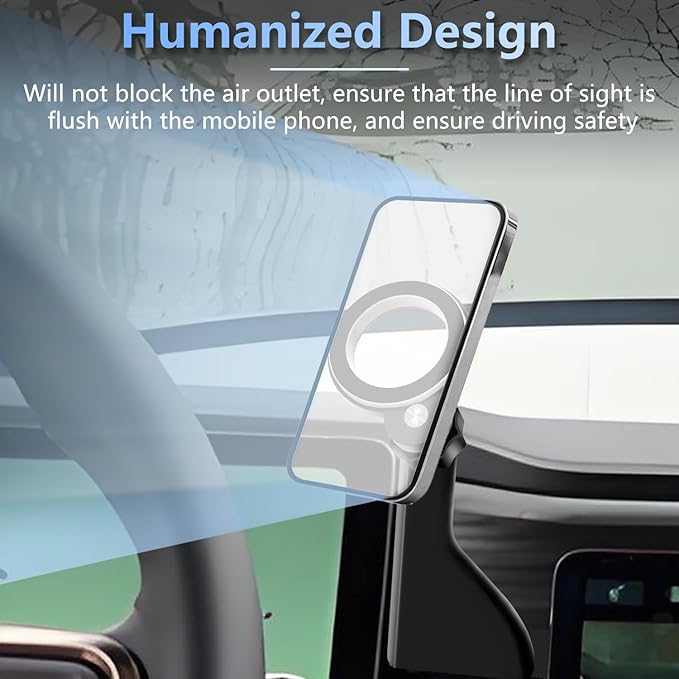 Magnetic Phone Mount Dash Anchor Compatible with Rivian R1T(Gen 1) and R1S (2022-2025) - Fits Driver Side Only, with 17mm Ball Arm, Direct Plug in Design to Flexible Switching Bracket