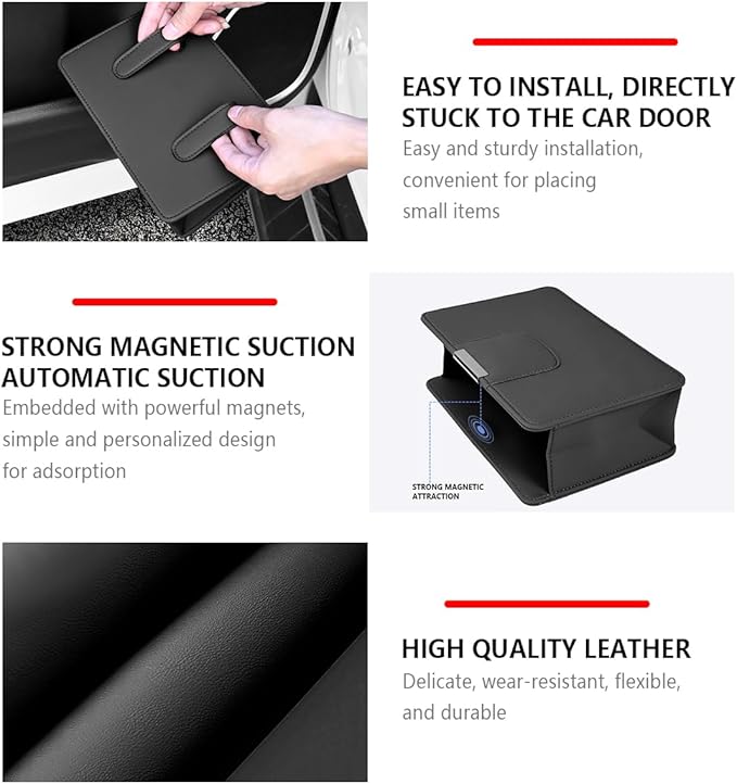 Car Trash Can, Leather Auto Garbage Bin, Magnetic Litter Storage Container, Mini Portable Foldable Vehicle Interior Hanging Dustbin Accessories, Universal for SUV, Truck, RV(Brown)