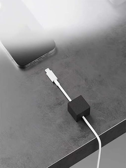 Black Stainless Steel Cable Clips, Cord Organizer Cable Management, USB Cable Holder Wire,Wire Organizer for Desk,Nightstand and Office Cable Management,Not Magnetic (Frosted Black 2pc)