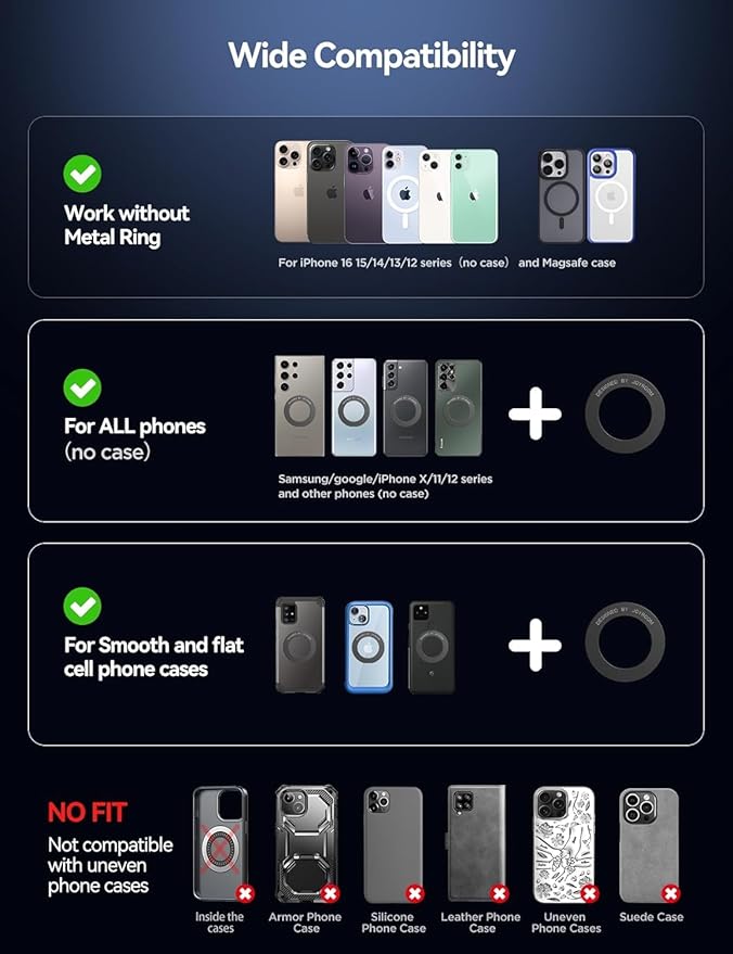 JOYROOM Vacuum Magnetic Car Phone Holder, Strongest Suction Cup 360° Adjustable Magsafe Car Phone Mount, Foldable Cell Phone Holders for Your Car for iPhone 16 Pro Max 15 14 13 12 Plus/Android