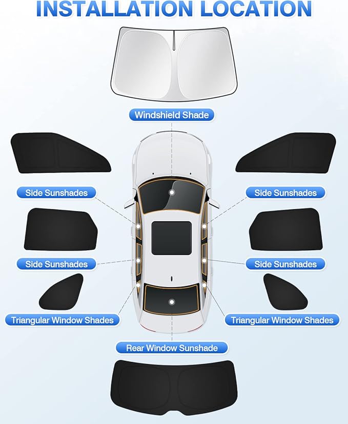 Canvcle Windshield Sun Shade for 2019-2025 2026 Chevrolet/Chevy Blazer Accessories Side Rear Window Shade Cover Sun Visor Shield Privacy Protection Keep Vehicle Cool Black 8PCS