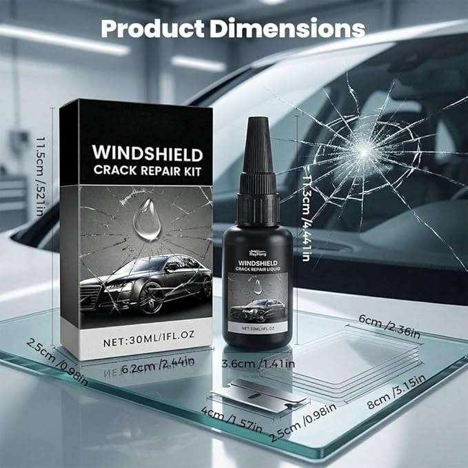 Windshield Crack Repair Kit, Windshield Repair Kit, Windshield Repair Liquid for Cracks, Car Window Repair Kit for Glasses, Mirrors (1Pcs)