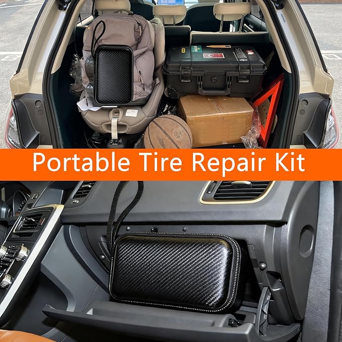 Tire Screw Plug Repair kit - No Need to Remove The tire, tire sidewall Repair kit, Patch Plug Tool and Portable Storage Bag - Quick Flat tire Repair for Cars, Trucks, Motorcycles and SUV