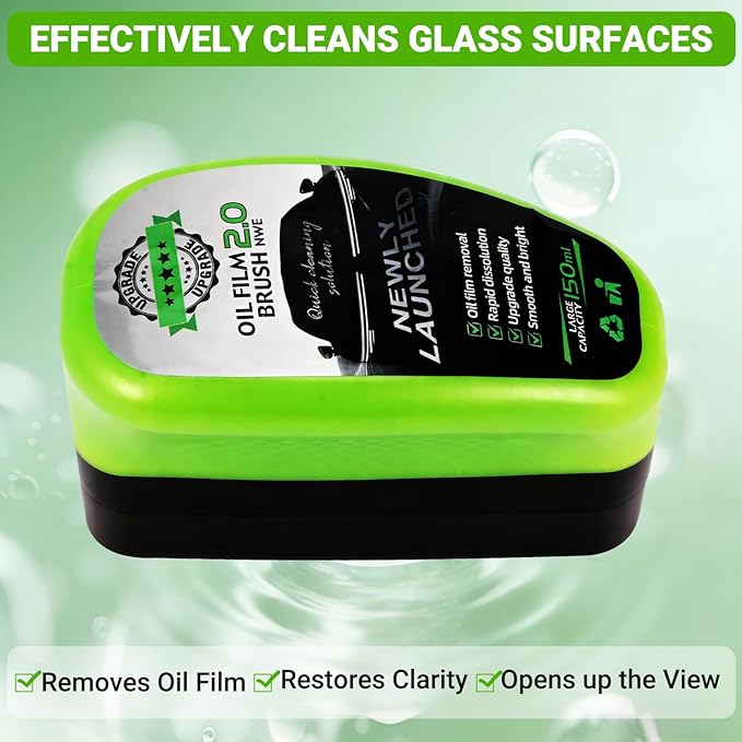 Clear Vision Glass Cleaner -Oil Free Car Glass Brushes, Upgrade 2.0 Cleaner, Automotive Oil Film Cleaning Brush for Car Windows, Clearvision Cars Windshield Cleaner Tool (1Set)