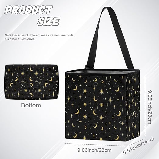 Moon Stars Starry Night Pattern Garbage Bag and Water Resistant Trash Can for Car, Leakproof Trash Can for SUV Truck Car Accessories