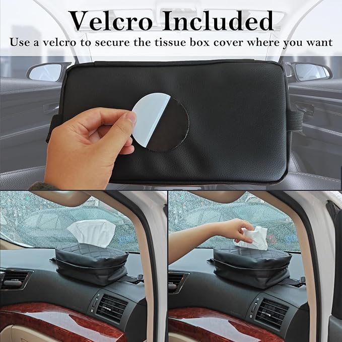 Car Tissue Holder for 120 Standard Tissue,Leather PU Tissues Box Cover for Car Backseat,Extra Large Rectangle Napkin Holder Soft Rectangular,Fits for Kleenex tissues,for Storage& Organization (Brown)