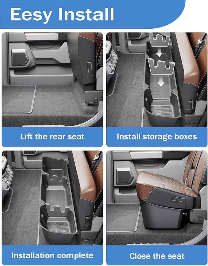 FengYu Under Seat Storage Box Compatible with 2015-2026 Ford F-150 F150 SuperCrew Cab, 2017-2026 F-250/F-350/F-450/F-550 Super Duty,F-150 Rear Underseat Storage Truck Organizer Tool Box