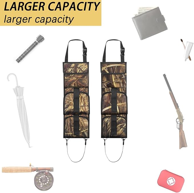 Car Seat Back Gun Rack, 2 Pack Automotive Truck Racks for Hunting Gear, Seat Back Gun Sling Holder with Storage Pockets for Truck SUV