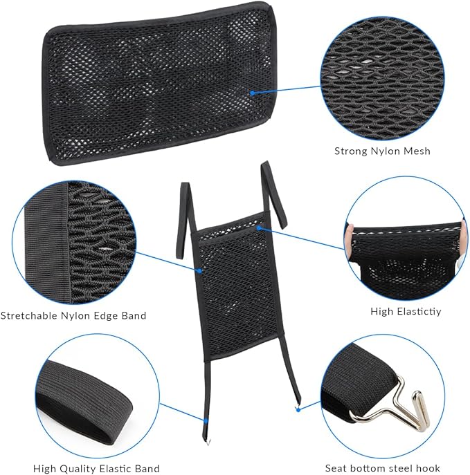 Car Dog Barrier Net Car Mesh Organizer Back Seat Divider for Dog Easy Install 2 Pieces (for One-Piece Seats)