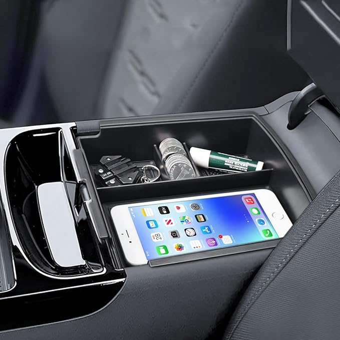 EDBETOS Double-Layer Center Console Organizer for 2025 2026 Hyundai Tucson Including (Gas:Limited), (Hybrid: Blue/SEL Convenience/N Line) and (Plug-in Hybrid: Limited/SEL), Fits Electronic Shift Only