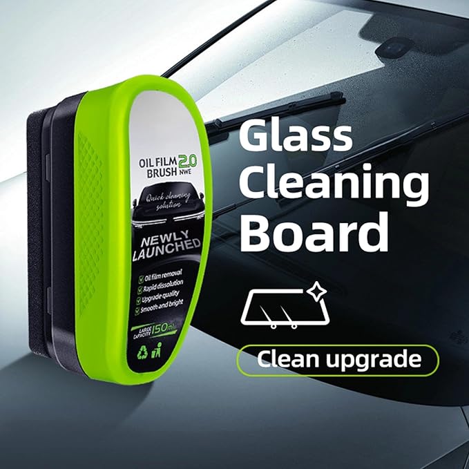 Automotive Oil Film Cleaning Brush for Car Windows, Glass Oil Film Remover for Car,2026 Upgrade 2.0 Cleaning Doard, 150ml Universal clear vision windshield cleaner ,Prevents Rain and Fog