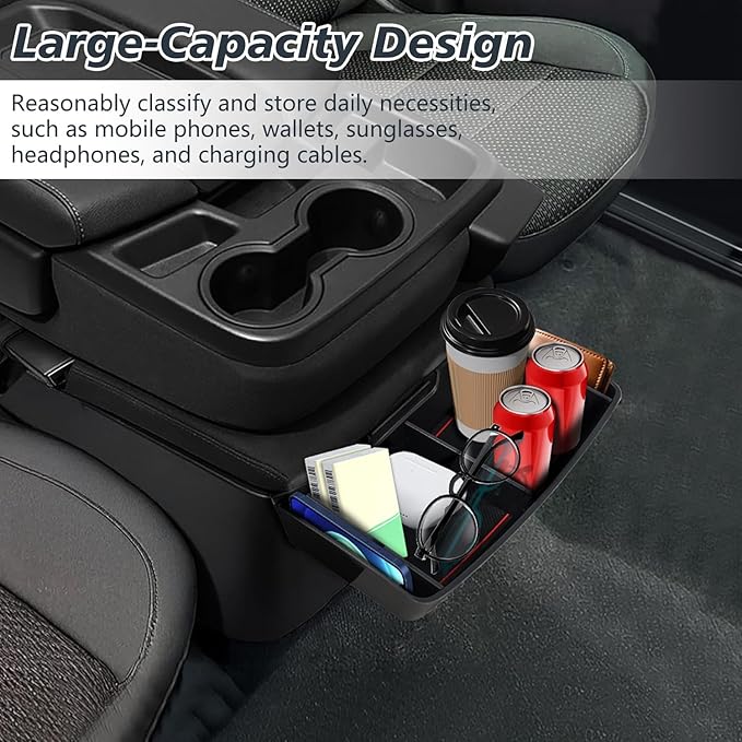 Center Console Hanging Storage Box,Split-bench Folding Seat Armrest Organizer Tray Insert Replace for Silverado/for Sierra 1500 2019-2025 and for Silverado/for Sierra 2500HD 3500HD 2020-2025