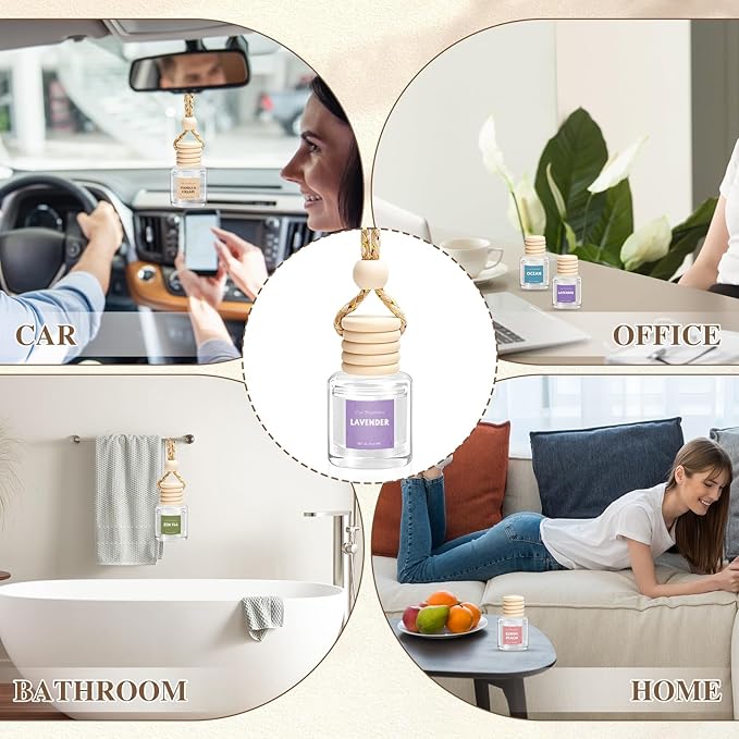 AROIC Car Air Freshener, 18 Pack Long Lasting Hanging Car Air Freshener Diffuser Set for Women & Men, 6 Scents Essential Oil Vehicle Aroma Fragrance Mothers Day Gift (8ml Each)