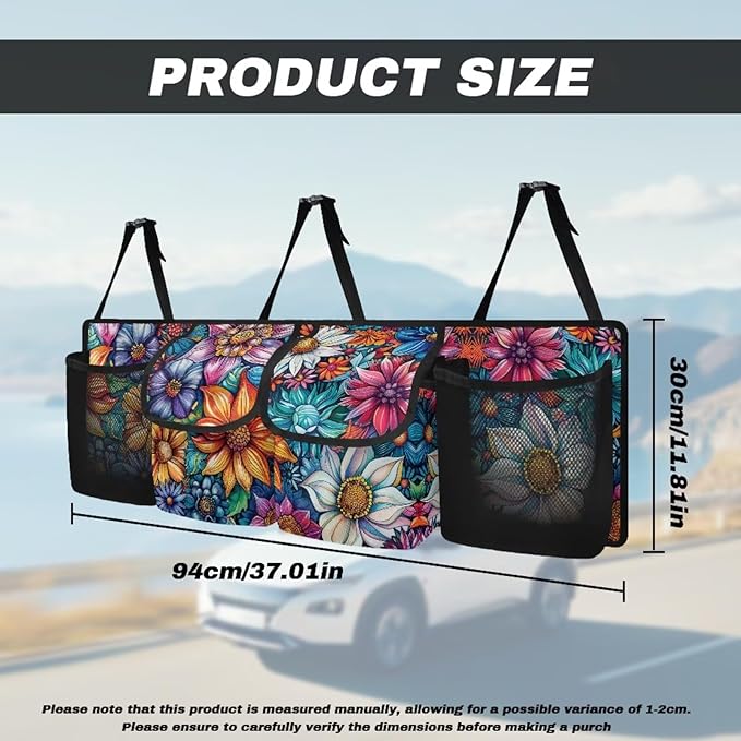 Car Trunk Hanging Organizer with with Adjustable Straps, Mandala Flower Car Trunk Organizer Storage, It Easy to Find Things, Make the Trunk of Your Car Look Neat and Tidy