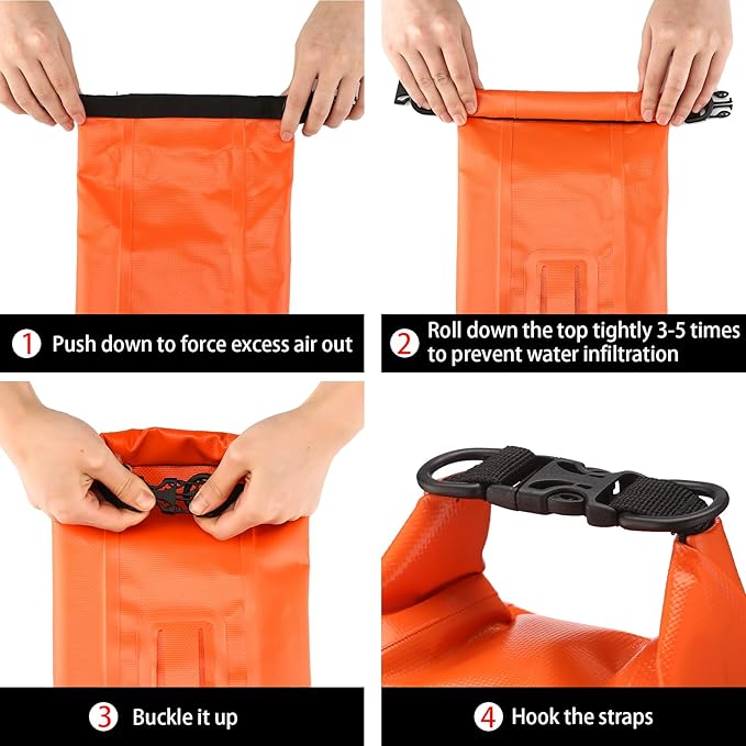 Boat First Aid Kit Waterproof, WELL-STRONG Marine Emergency Kit with Roll Top Dry Bag for Boating Fishing Kayaking – Water-Resistant Contents for Camping & Beach(Orange)