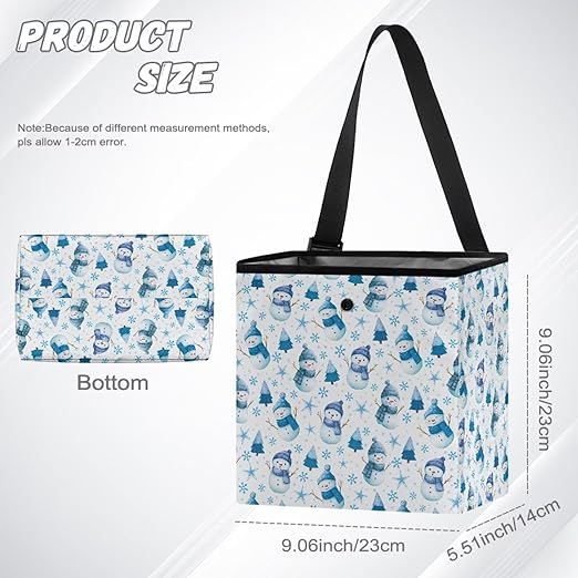 Snowman Snowflake Stars Pattern Garbage Bag and Water Resistant Trash Can for Car, Leakproof Trash Can for SUV Truck Christmas Car Accessories(Blue)