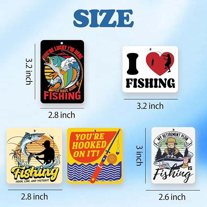 5pcs Gone Fishing Car Air Freshener Funny Car Accessories Automotive Interior Hanging Scents Mirror Decor for Men Teen Boys Fishermen Gifts