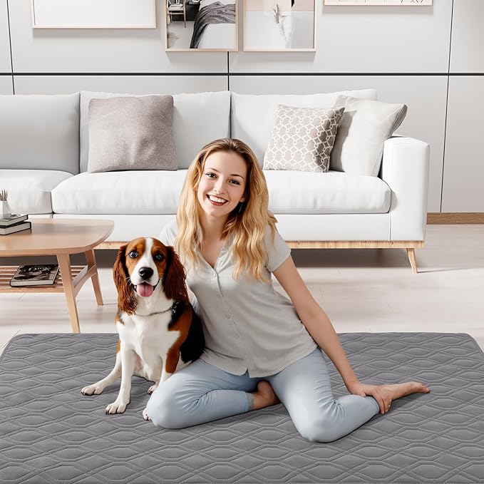 Smiry Reversible Waterproof Couch Covers for Sofa, Washable Dogs Pet Couch Covers for 3 Cushion Sofa Pet Friendly, Water Resistant Furniture Protector Slipcover, Geometric (82"x82", Grey/Dark Grey)