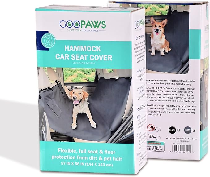 Dog Car Seat Cover, Waterproof Dog Hammock for Car, Scratchproof Travel Car Bed Back Seat Cover for Pets, with Storage Pocket for Car SUV Truck (Grey-2)