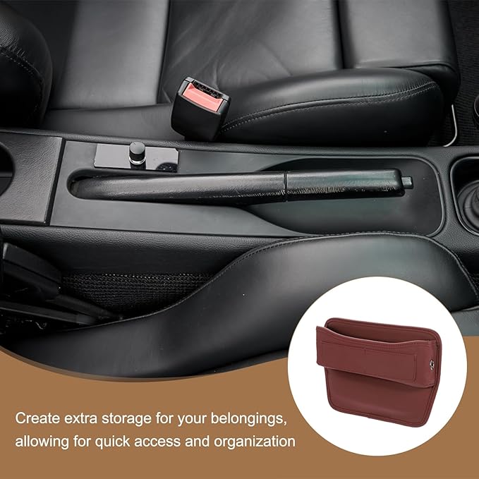 HARFINGTON Car Seat Gap Filler Organizer 11.3 x 8 x 2.2 Inch Leather Universal Car Organizer Storage Box Between Seat and Console for Phone Sunglasses Keys, Red