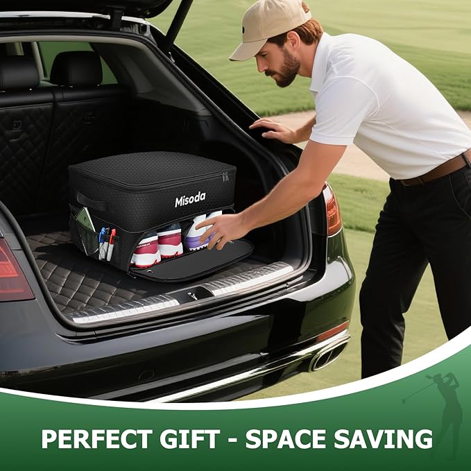 Golf Trunk Organizer with Shoe Storage, Golf Gifts for Men,2-Pair Capacity, Waterproof Car Trunk Locker Storage Box for Golf Gear and Accessories,Golfer Gifts(Black)