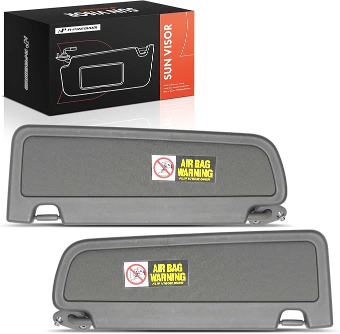 A-Premium Driver & Passenger Sun Visor Compatible with Honda Civic 2006 2007 2008 - Without Vanity Light, with Vanity Mirror, Atlas Gray Color - Replaces 83230-SNA-A01ZA, 83280-SNA-A01ZA
