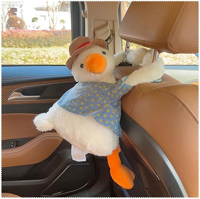 Tissue Box Cover Plush Tissue Box Holder for Car, Home, Decorative Holder/Organizer for Bathroom Vanity Countertop, Nightstands, Office Desk-Duck