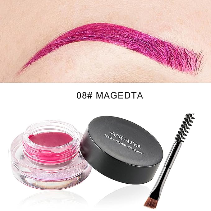 MAEPEOR 12 Colors Eyebrow Pomade Full-pigmented Long Lasting Waterproof Eyebrow Cream Gel Filling & Shaping Tinted Eyebrows Enhancers with Brush for Daily or Cosplay (08 Magedta)
