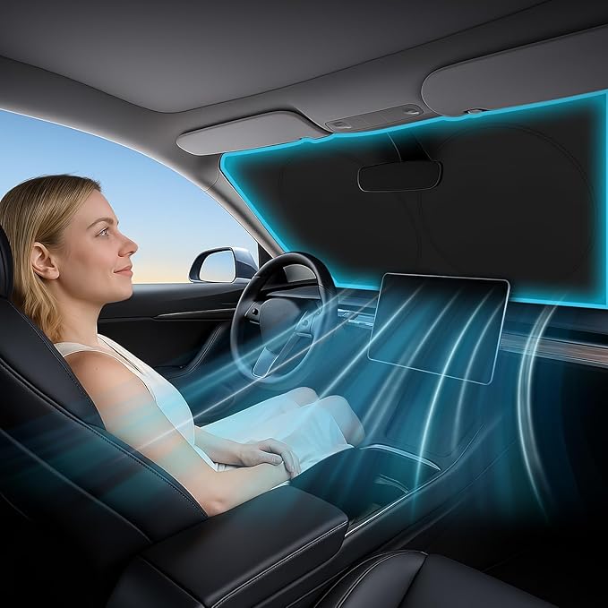 Magnelex Car Windshield Sunshade | Innovative No-Light-Pass Technology for Maximum Protection | Foldable Sun Shade Keeps Your Vehicle Cool | Fit for Cars, Trucks, and SUVs | X-Large (65.7 x 36.4 in)