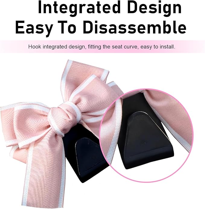 2 PCS Car Purse Hooks, Bow-Shaped PVC Seat Back Hangers, Multi-Functional Storage for Handbags & Shopping Bags, Universal for Most Cars, Trucks, SUVs (Pink)