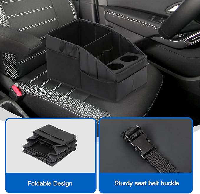 Car Storage,Car Backseat Organizers, Support Up to 33 LB of Weight Front Seat Organizer, Floor Organizer for SUV Truck(Gray black)