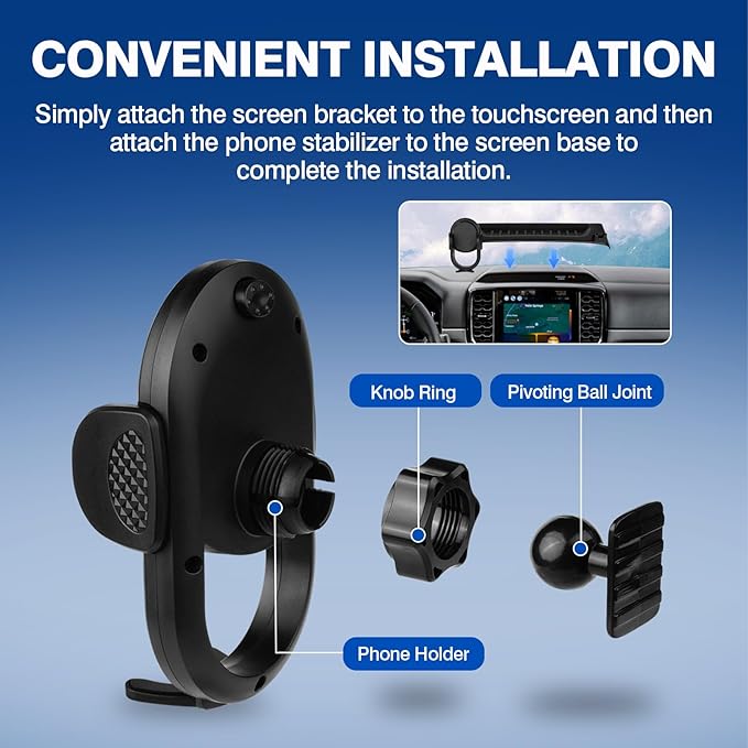 Autorder Car Phone Holder for 2024 2025 2026 Ford Ranger Accessories Phone Mount Cell Phone Car Mount Automobile Phone Stabilizer 360 Degree Rotation