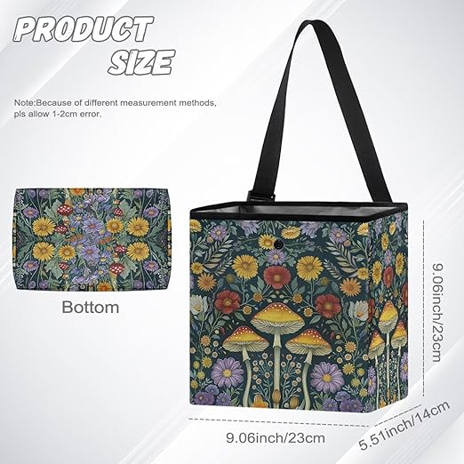 Retro Mushroom Daisy Floral Print Car Trash Bag Hanging, Garbage Bag and Water Resistant Trash Can for Car, Leakproof Trash Can for SUV Truck Car Accessories