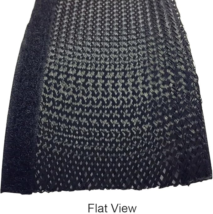 Electriduct 3" Side Entry Cable Wrap Braided Sleeving with Hook & Loop Fastener - 50 Feet (Black)