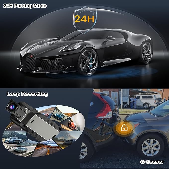 3 Channel Mirror Dash Cam with 4K+Inside 1080P+ 1080P 10 Inch Triple Rearview Mirror Camera, Night Vision, G-Sensor, Reverse Assist, Metal Backplate, Easy User Interface, High Temperature Resistant