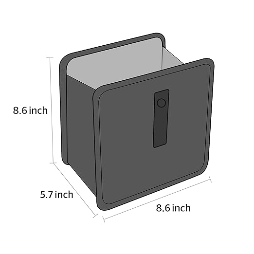 KMMOTORS Jopps Car Trash Can – Compact Foldable Bin with Strap, PU Leather & Oxford, Waterproof, Space-Saving, Simple Modern Design, Mounts on Headrest, Console, Gear Shift (Medium, Brown)