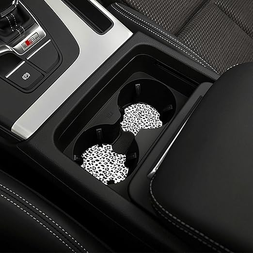 Car Trash Bag Snow Leopard Print Hanging Back of Seat Car Portable Trash Bag Snow Leopard Print Waterproof One-Handed Portable Strap Drawstring Garbage Bags 2 Pieces Car Coasters