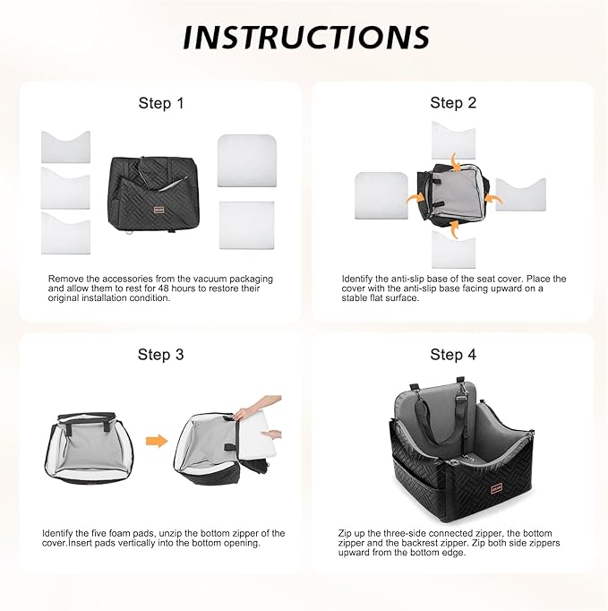 JOEJOY Dog Car Seats for Small Medium Dogs Under 35lbs, Waterproof PU Leather Dog Booster Seat with Detachable Cover, Thickened Memory Foam Pet Car Seat with Safety Belt and Storage Pockets