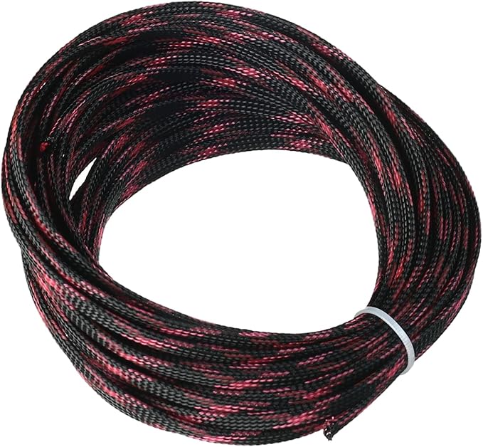 Aicosineg 32.81ft PET Flexible Braided Cable Sleeve 0.25inch Width Wire Loom Sleeving and Organizer Flexible Wire Mesh Sleeve Wrap Protector for TV Audio PC Cords from Pets Chewing Black and Pink