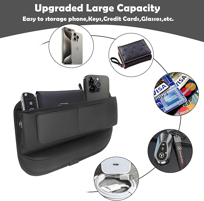2 packs,Car Leather Seat Gap Filler Organizer and Front Seat Organizer,Center Console Organizer with Card Slots for Car Suv Truck,Fill The Gap Between Seat and Console,Store Phone,Credit Cards,Keys
