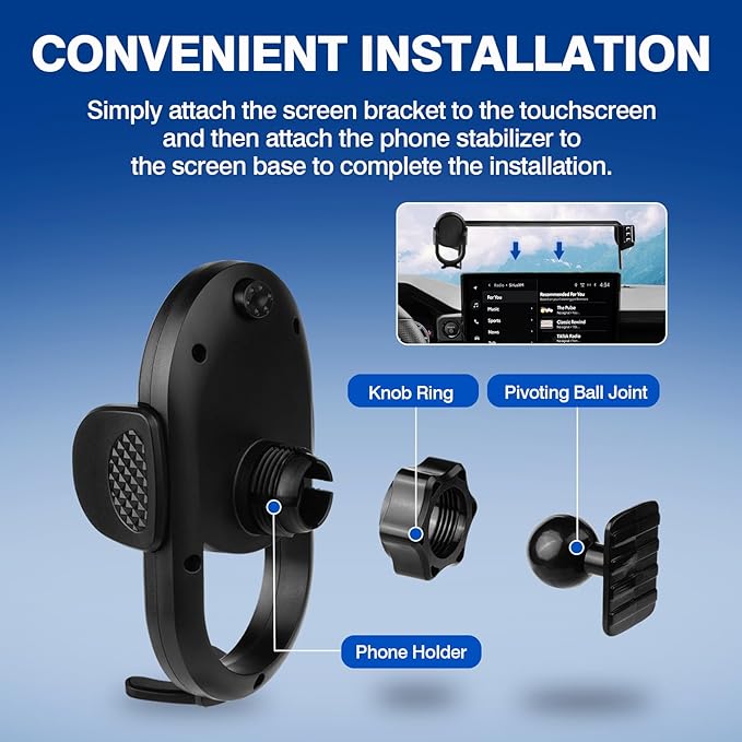 Autorder Car Phone Holder for 2024-2025 2026 Toyota Tacoma/2025-2026 4Runner Accessories Phone 360° Rotation Mount Cell Phone Stand Hands-Free Shockproof Not Block Air Outlet(Only fit 14'' Screen)